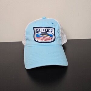 Salt Life‎ Hat Cap Mens SnapBack Blue Mesh Fish Patch Logo Beach Fishing Surf